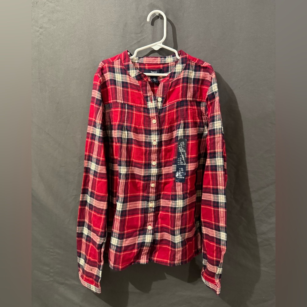Gap Kids Girls Red Plaid Flannel Size XL (12) New With Tags